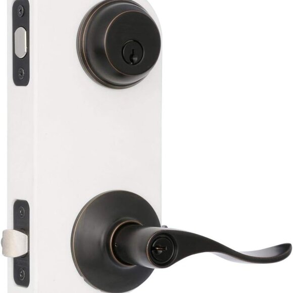 Schlage FB50NV Acc 716 Single Cylinder Deadbolt- Keyed Entry Accent Lever Bronze - Picture 5 of 6